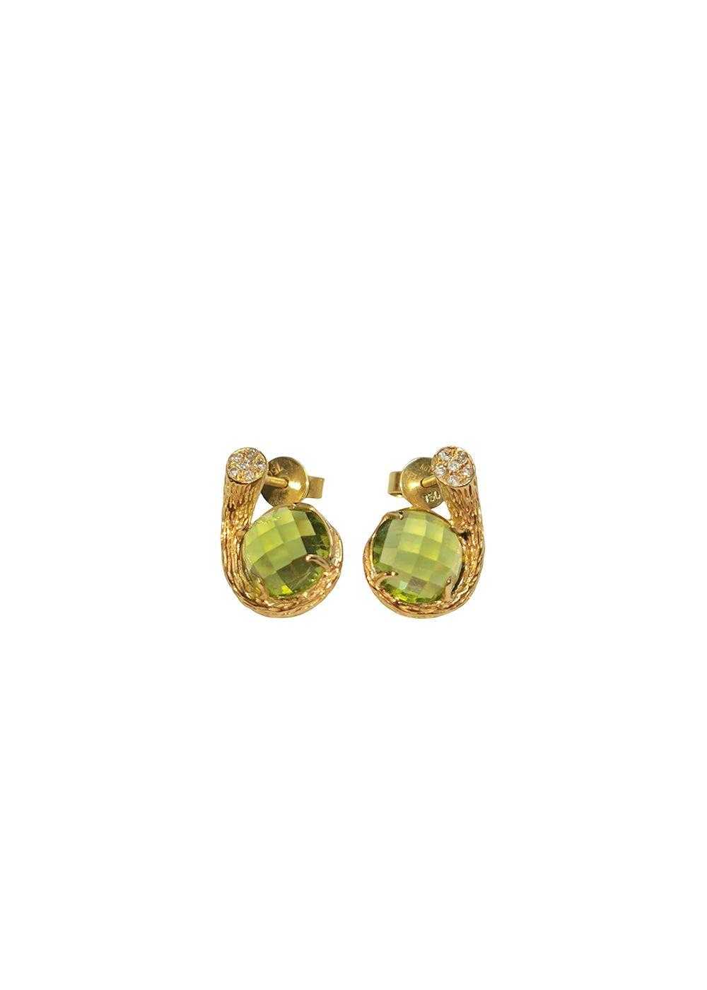 Fei Liu Peridot & Diamond Swirl Earrings - image 1