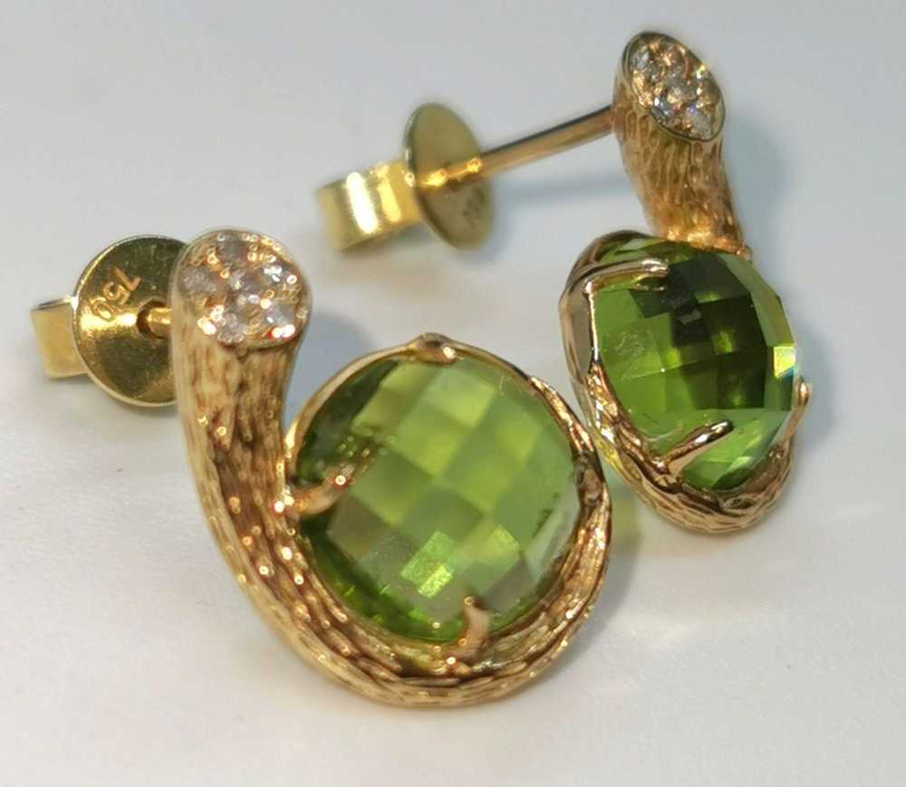 Fei Liu Peridot & Diamond Swirl Earrings - image 2