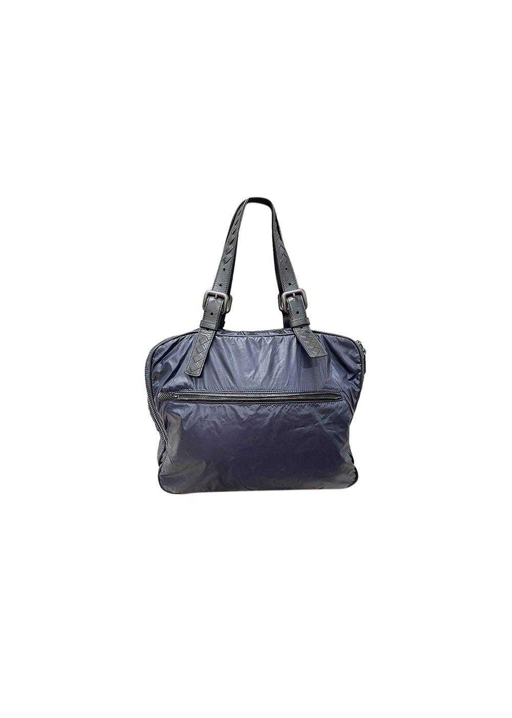 Bottega Veneta Intrecciato Leather Trimmed Nylon Tote Gem