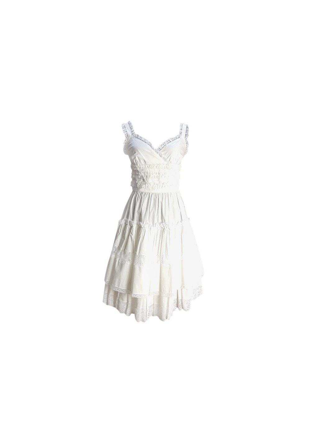 Dolce & Gabbana white cotton & lace tiered dress - image 1