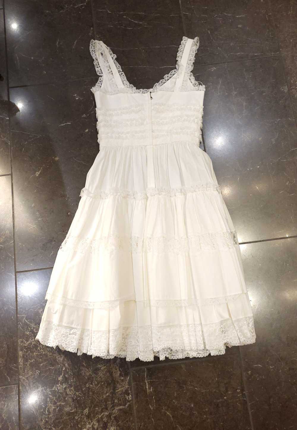 Dolce & Gabbana white cotton & lace tiered dress - image 3