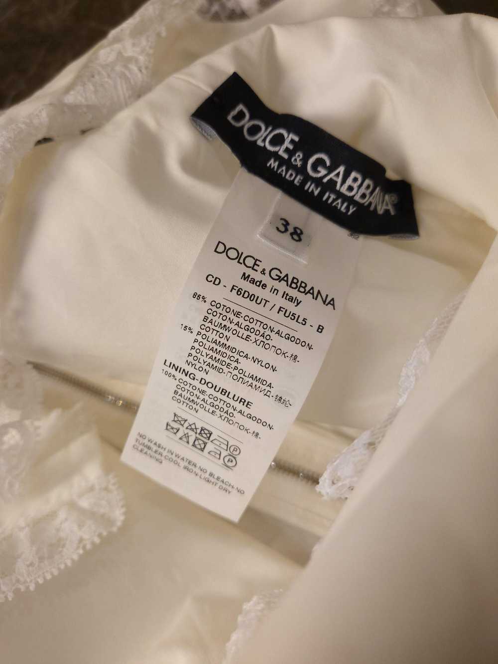 Dolce & Gabbana white cotton & lace tiered dress - image 5