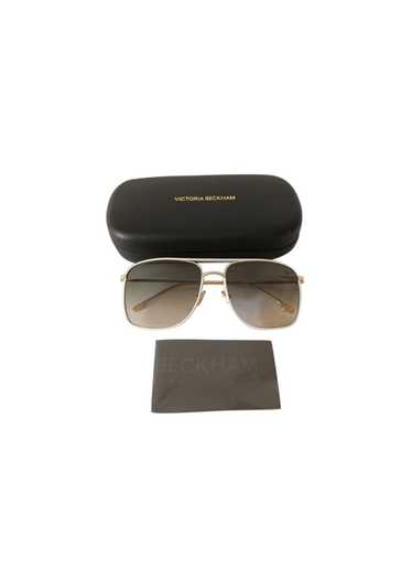 Victoria Beckham Cream and Gold Square Sunglasses