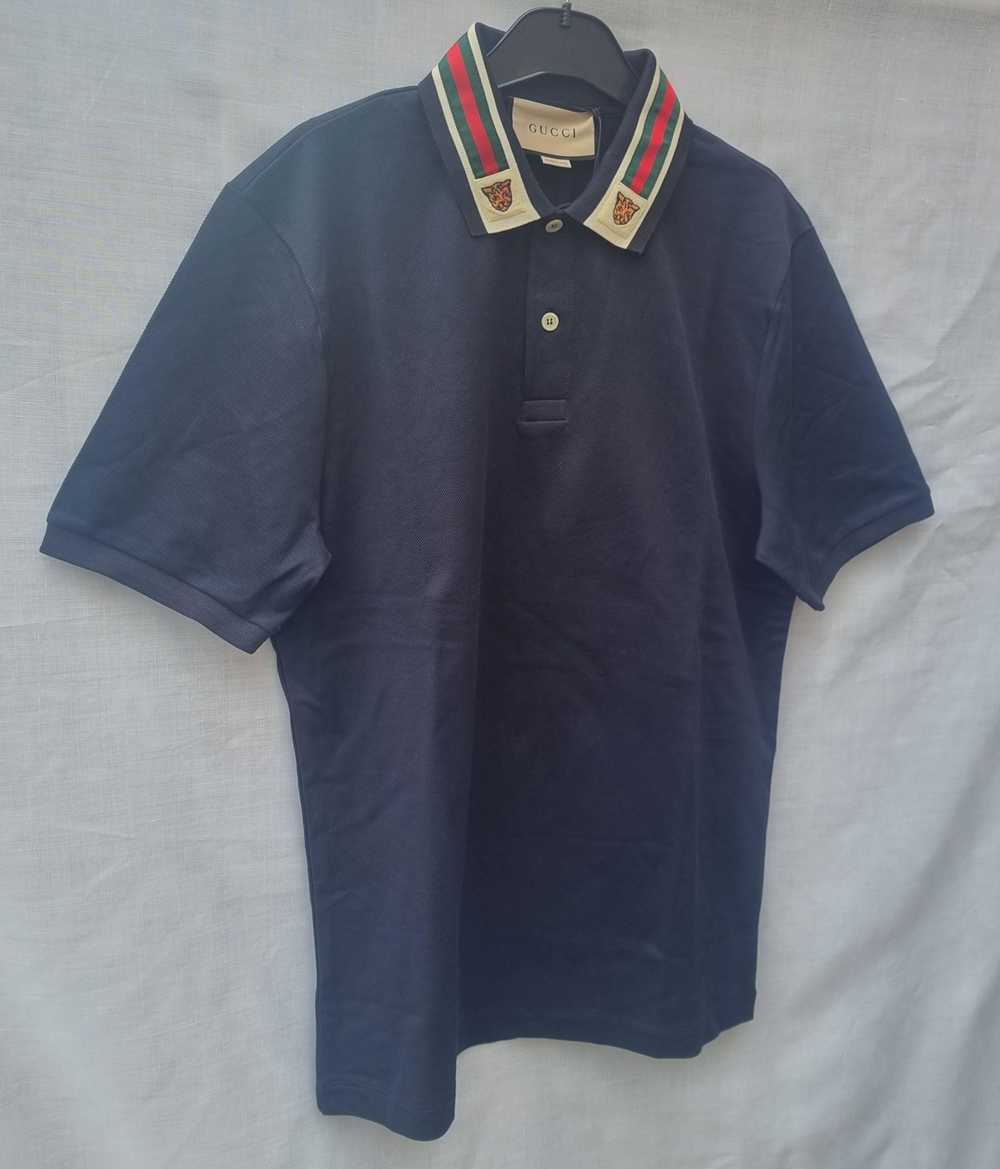 Gucci Cotton polo with Web and feline head - Gem