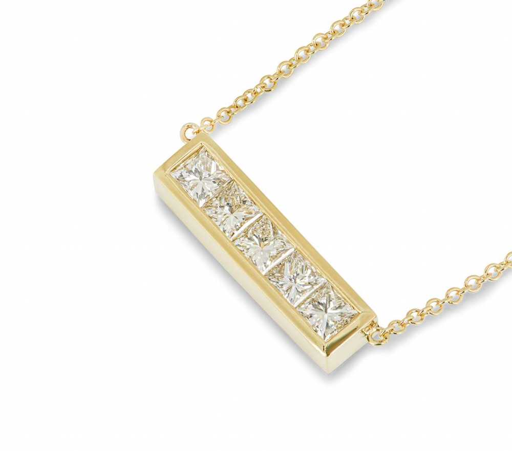Bespoke 18ct yellow gold & white diamond Bar neck… - image 5