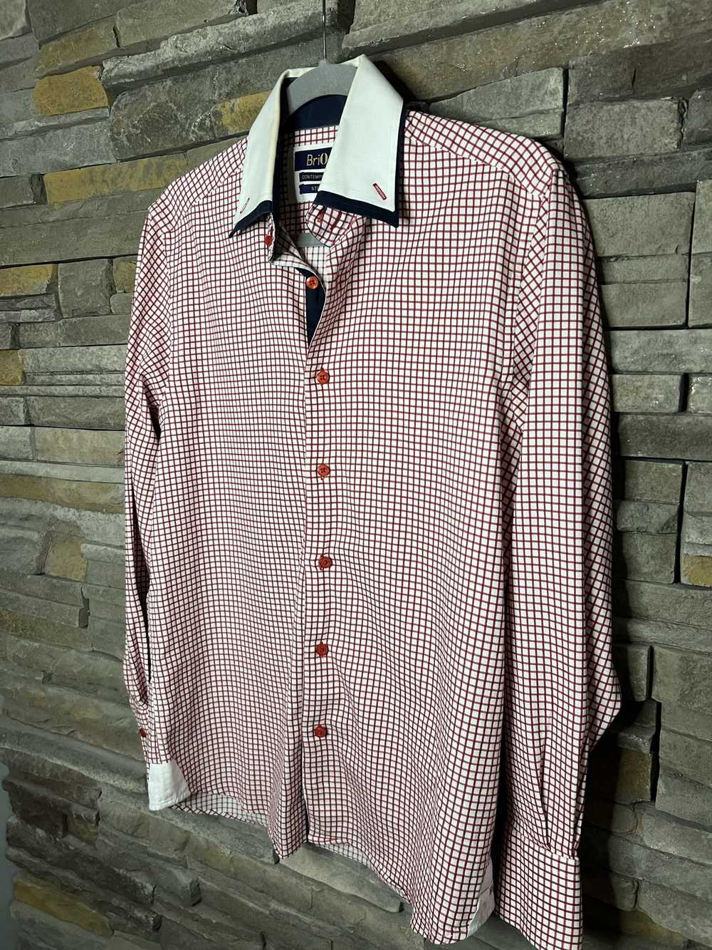 Italian Designers Brio Milano Dress Shirt w/ cont… - image 2