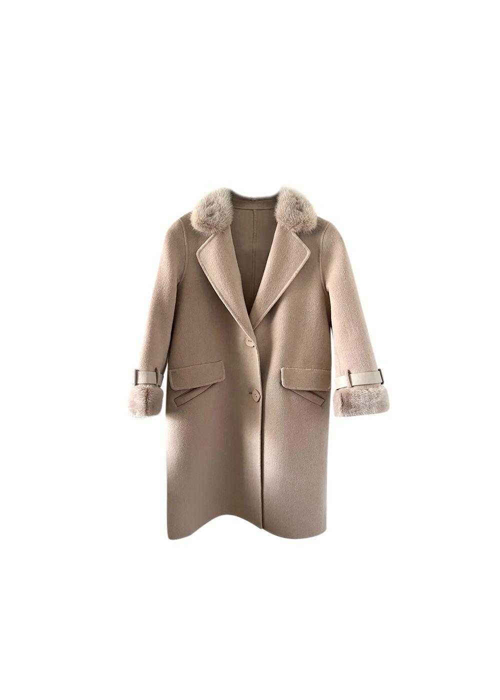 MaxMara Wool & Cashmere Coat with Mink Fur Trim - image 1