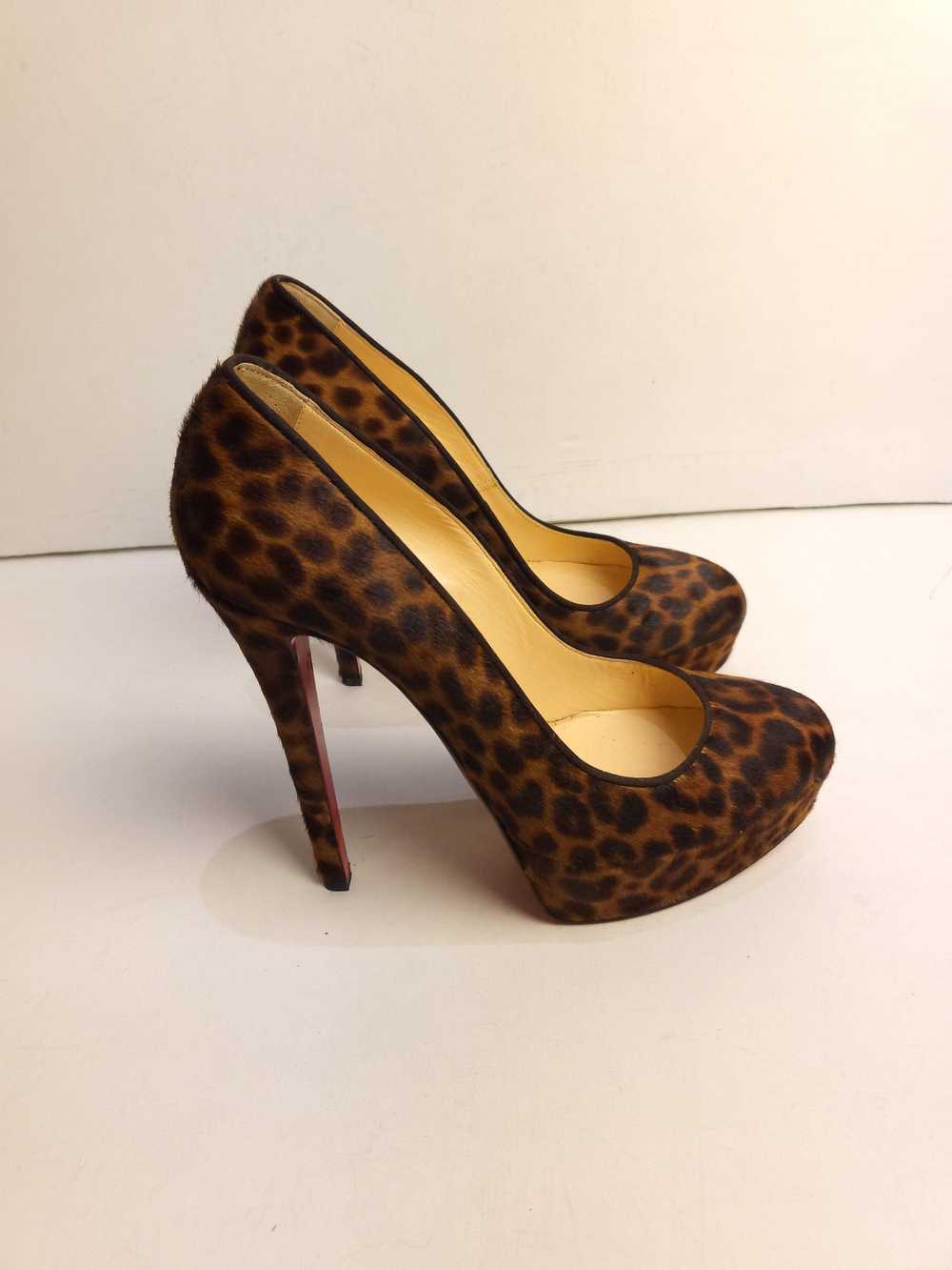 Christian Louboutin leopard print pony hair heele… - image 2