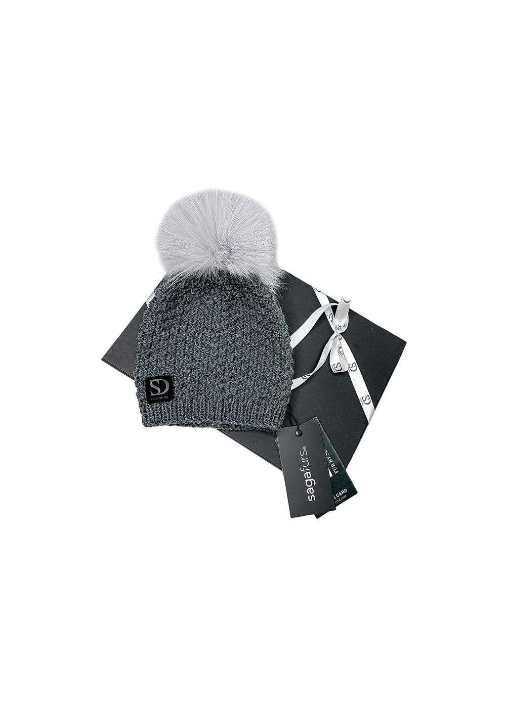 FurbySD Merino Wool Beanie with Fox Fur Pom Pom - image 1