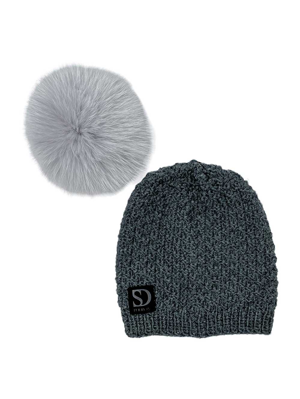 FurbySD Merino Wool Beanie with Fox Fur Pom Pom - image 9