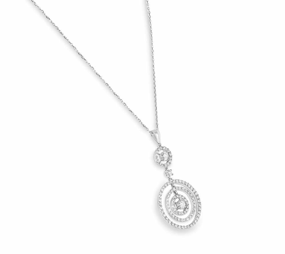 Bespoke 18ct White Gold Diamond Pendant Necklace - image 2
