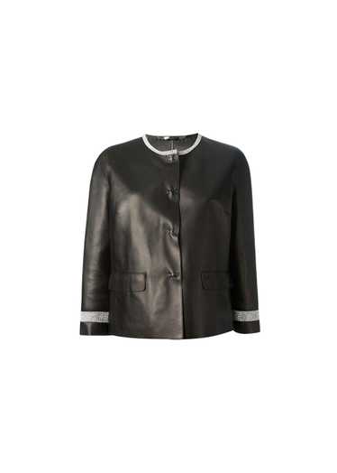 Product Details black leather cropped jacket - image 1