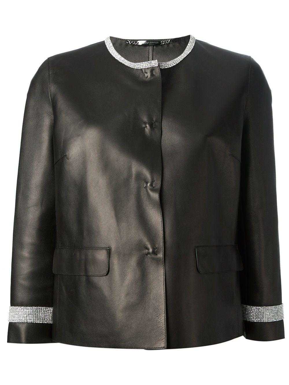 Product Details black leather cropped jacket - image 2