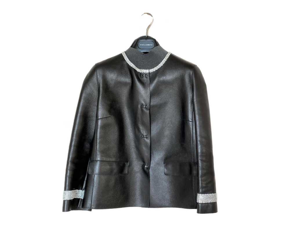 Product Details black leather cropped jacket - image 4