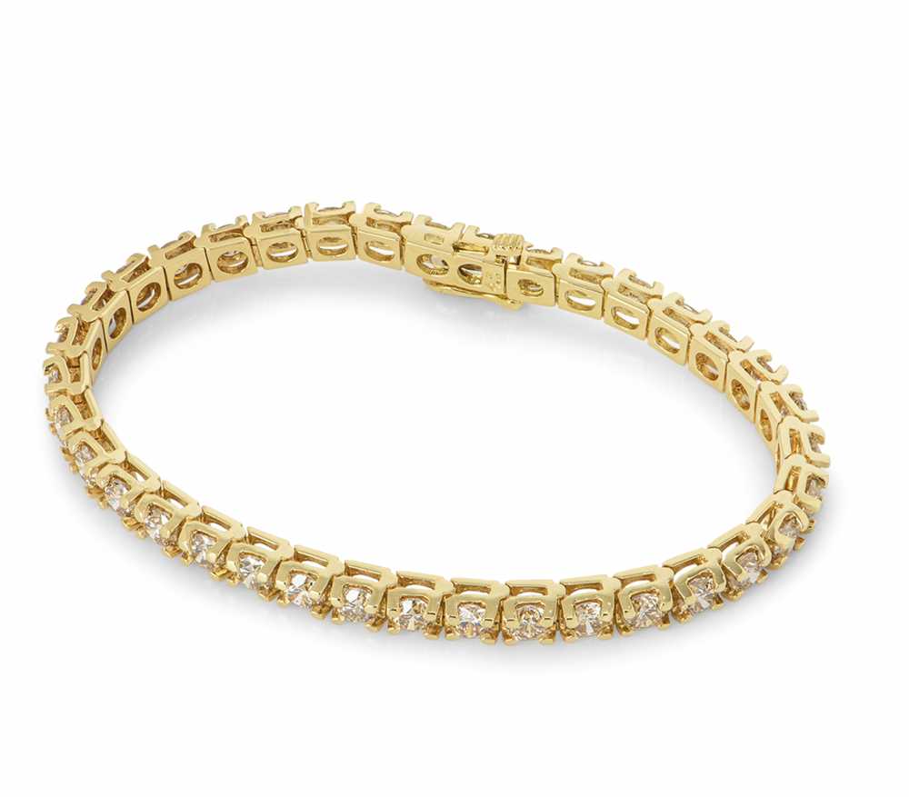 Bespoke 18ct yellow gold & white diamond line bra… - image 2