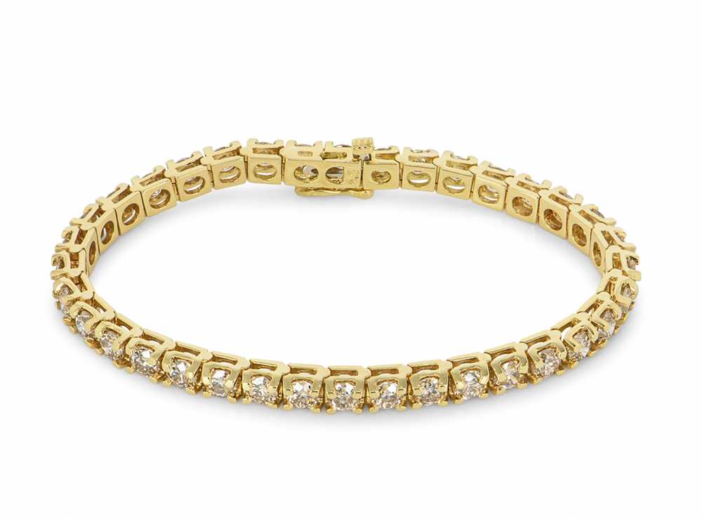 Bespoke 18ct yellow gold & white diamond line bra… - image 6