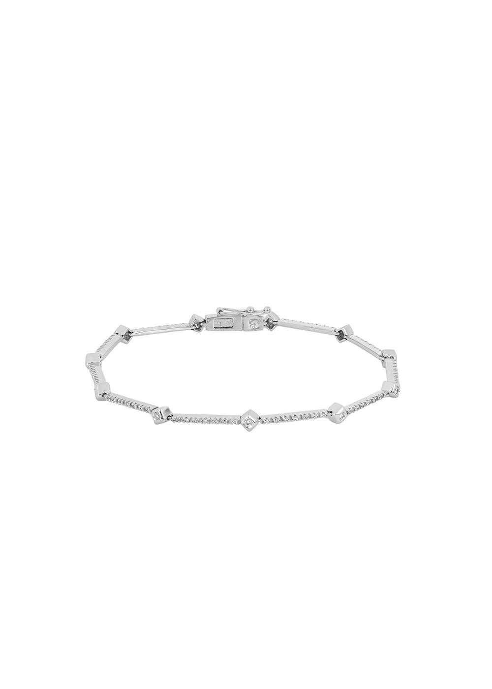 Bespoke 18ct white gold & diamond line bracelet - image 1