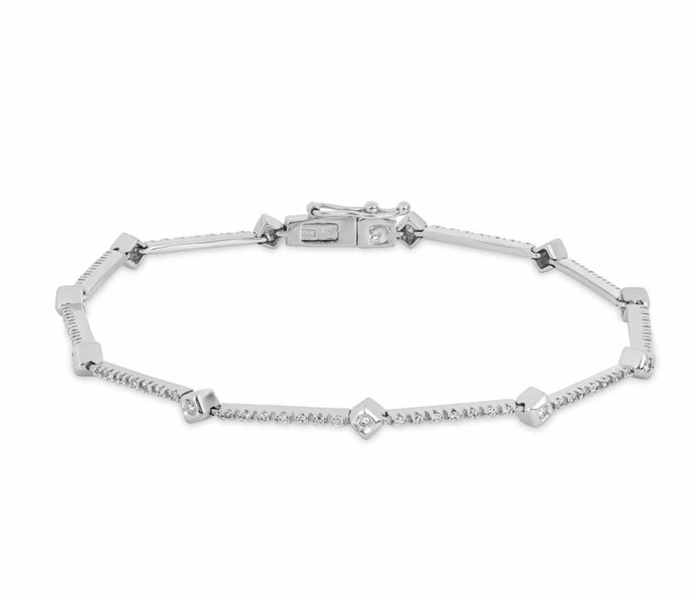 Bespoke 18ct white gold & diamond line bracelet - image 2