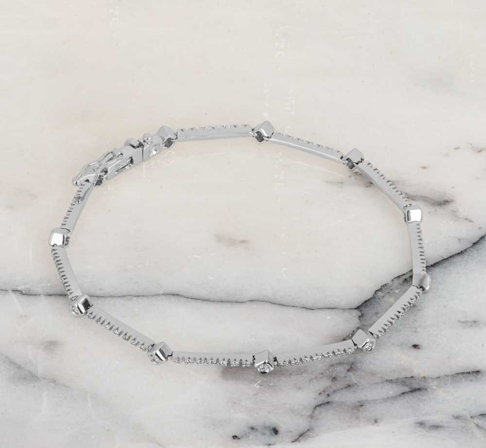 Bespoke 18ct white gold & diamond line bracelet - image 7