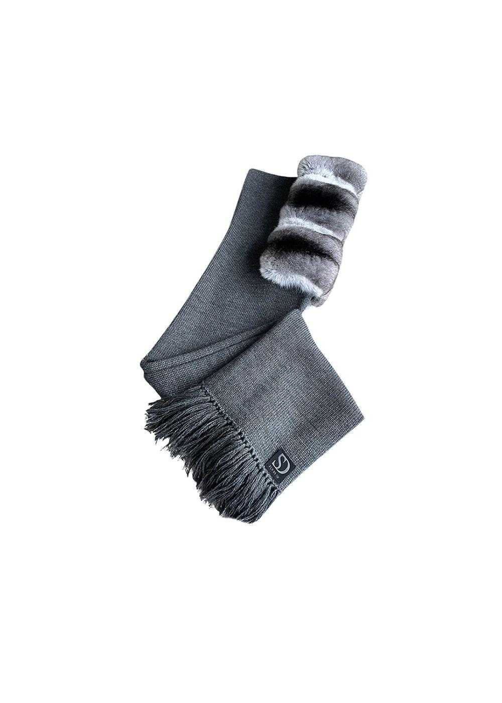 FurbySD Chinchilla Fur & Merino Wool Scarf - image 1