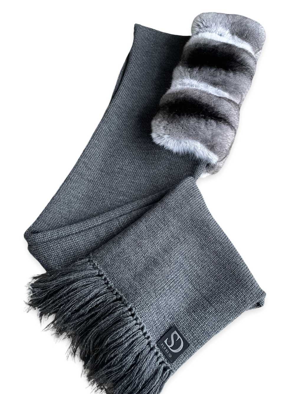 FurbySD Chinchilla Fur & Merino Wool Scarf - image 2