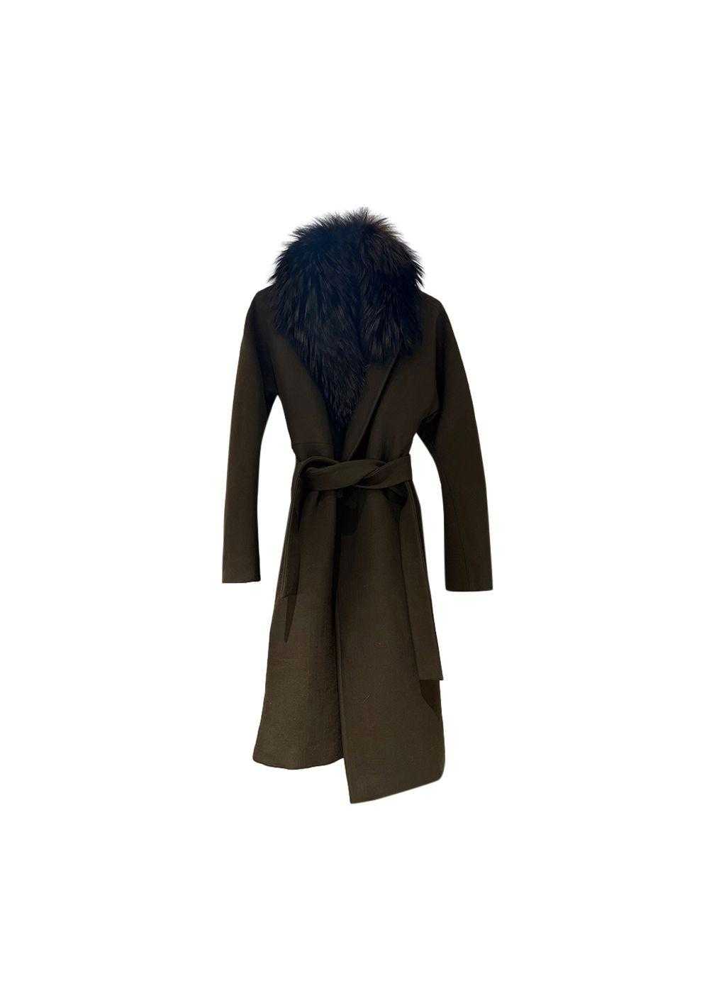 MaxMara Atelier khaki wool & fur wrap coat - image 1