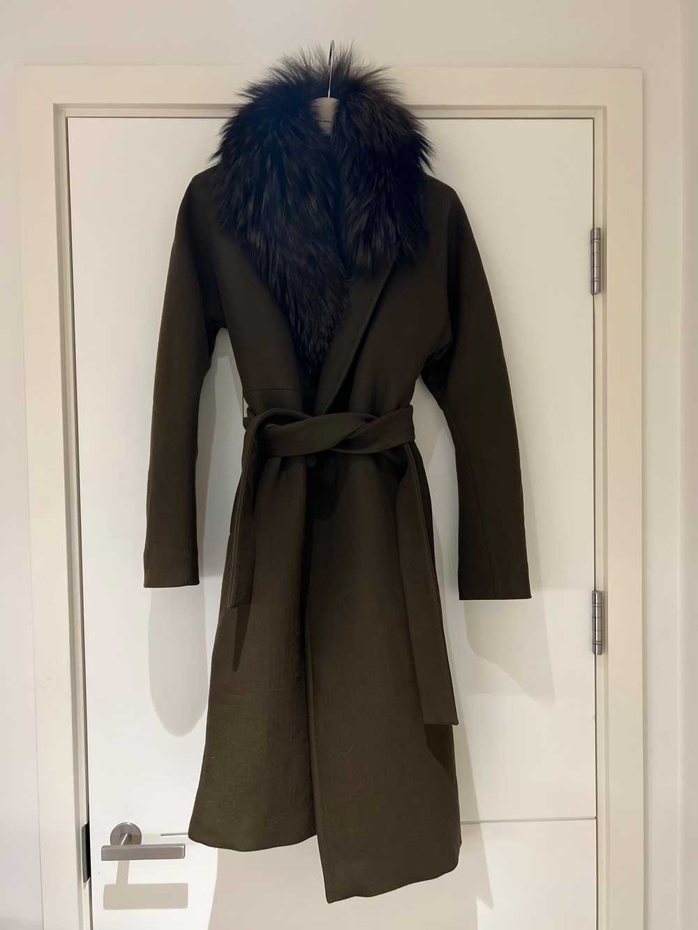 MaxMara Atelier khaki wool & fur wrap coat - image 2