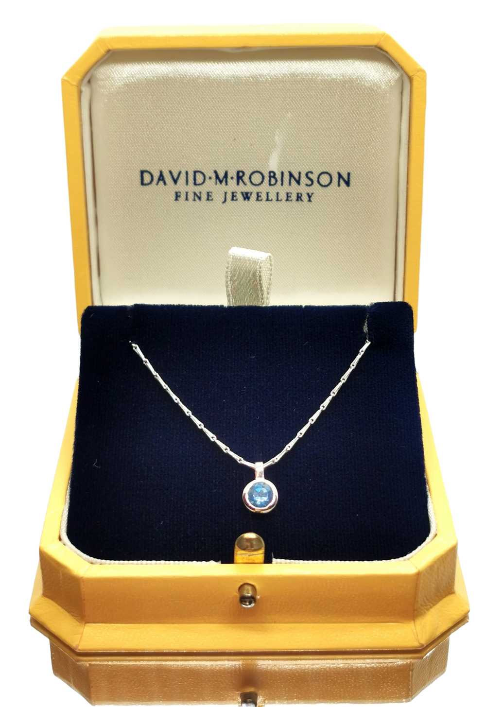 David M Robinson 18ct White Gold Aquamarine Penda… - image 4