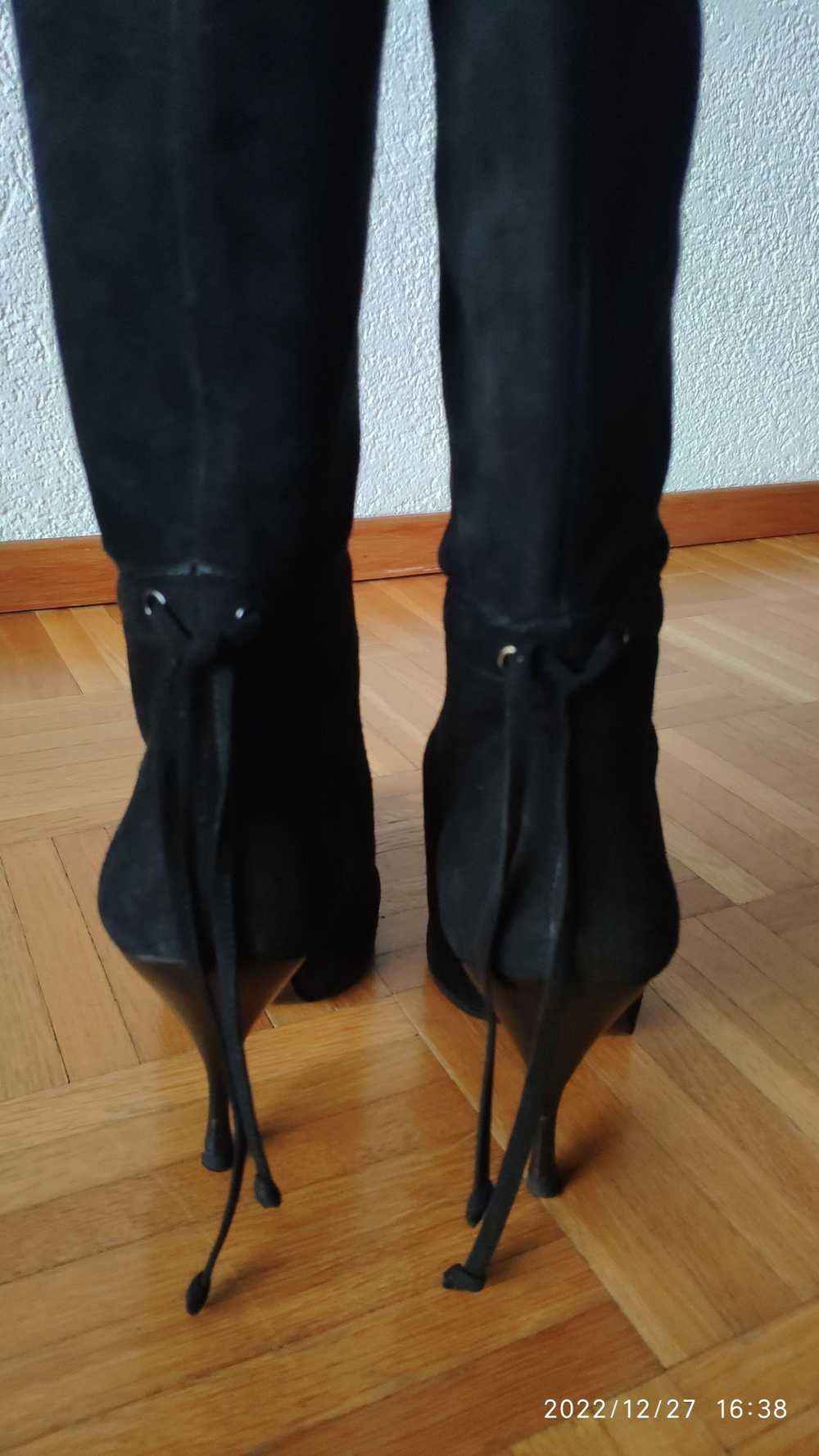 Miu Miu Black Suede Ankle Tie Tall Boots - image 4