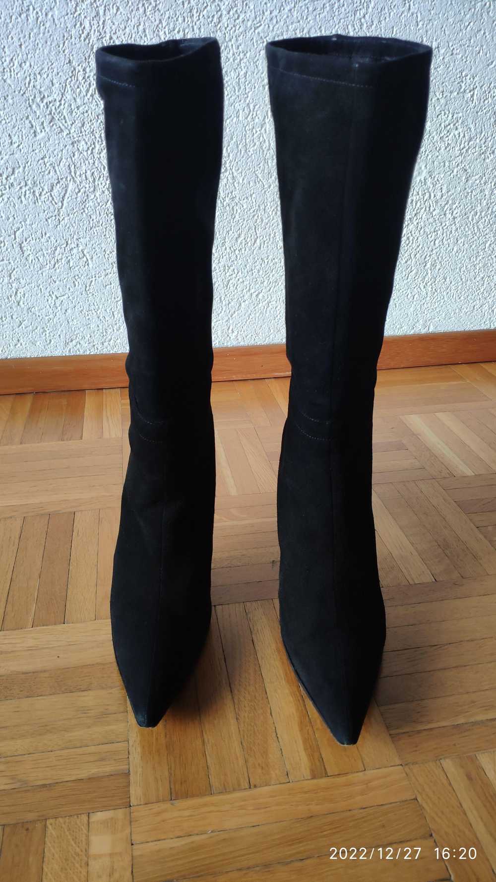 Miu Miu Black Suede Ankle Tie Tall Boots - image 7