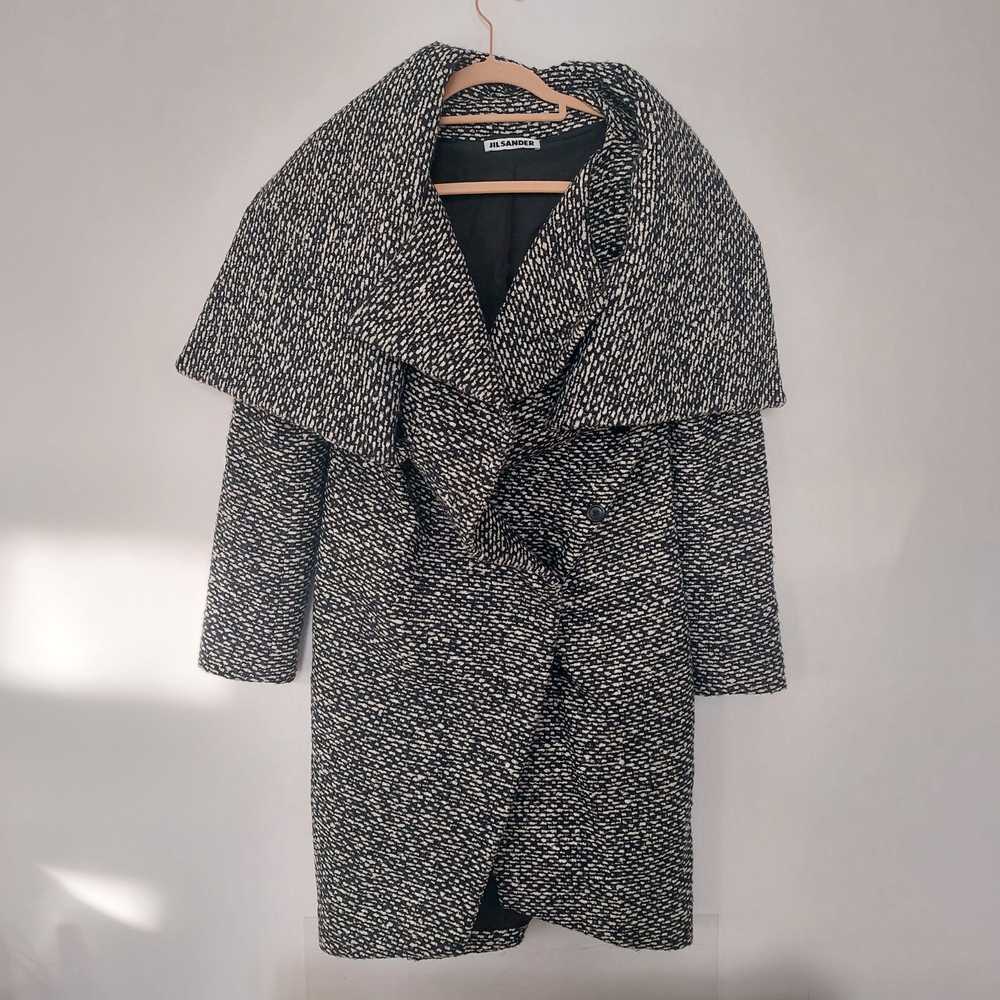 Jil Sander Tweed Wool Funnel Wrap coat - image 10