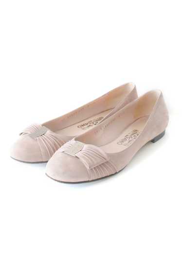 Salvatore Ferragamo Nude Suede Vara Bow Ballerinas