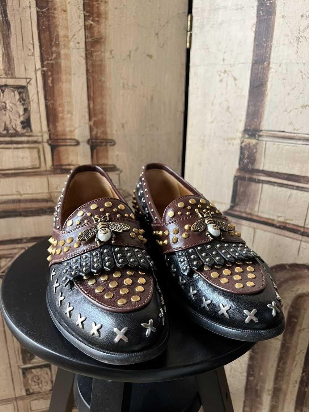 Gucci Gucci Studded Leather Fringe Loafer w/ Pear… - image 2