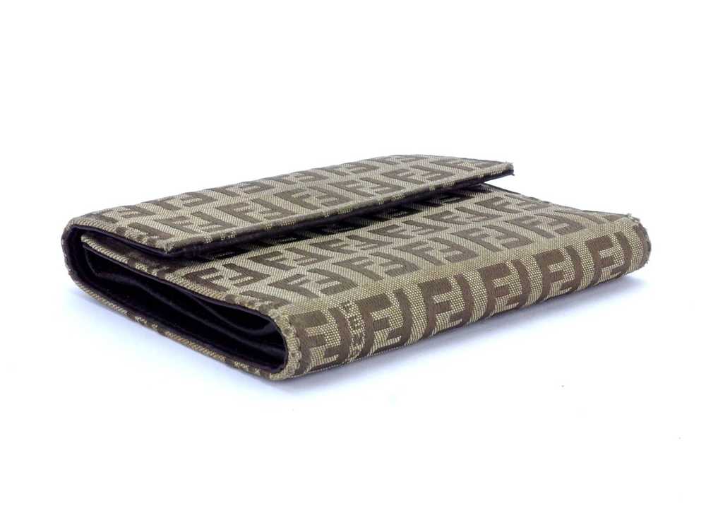 FENDI Three Folded Wallet Zucchino Beige Canvas ?… - image 4