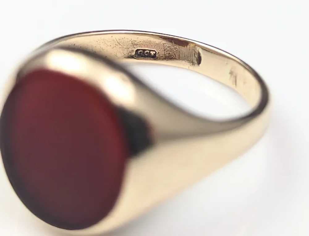 Antique Art Deco Carnelian signet ring, 9k gold - image 11