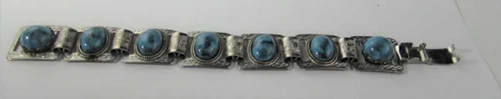 Vintage Silver Tone Bracelet with Faux Turquoise … - image 7