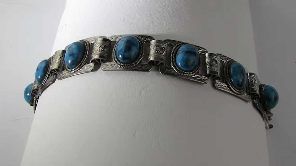 Vintage Silver Tone Bracelet with Faux Turquoise … - image 8