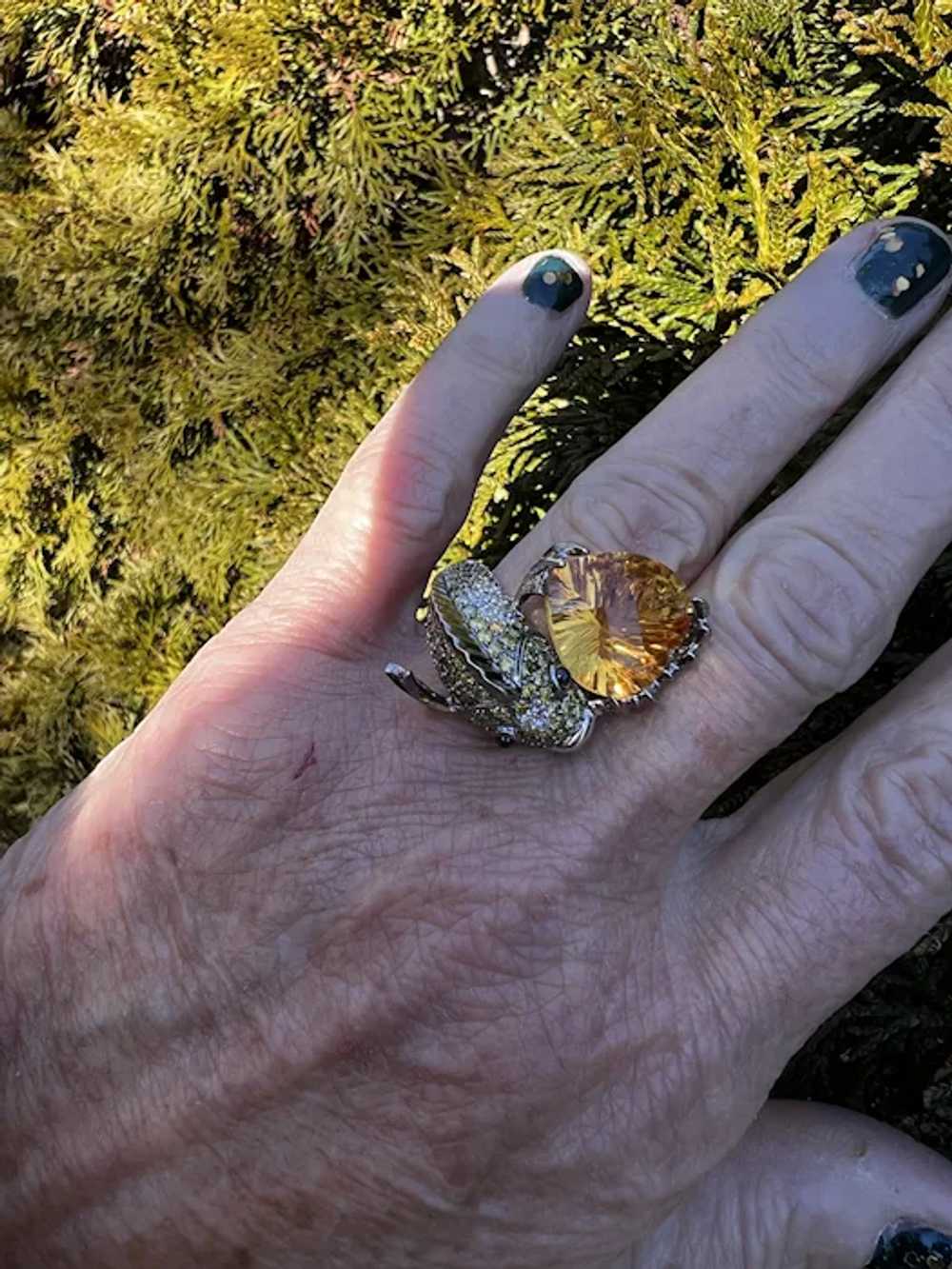 18K Yellow Gold Citrine, Yellow and White Diamond… - image 2