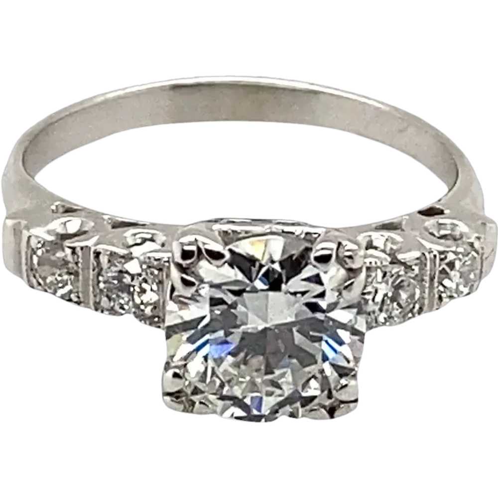 Retro Platinum Diamond Engagement Ring - image 1
