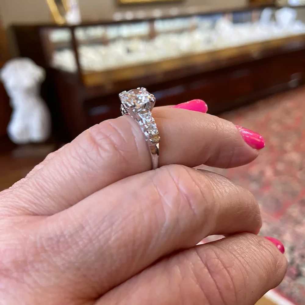 Retro Platinum Diamond Engagement Ring - image 5