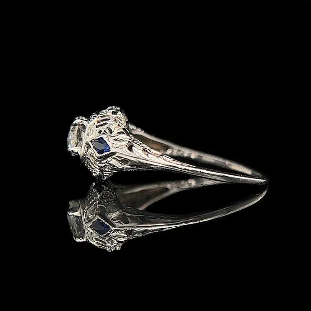 Art Deco .40ct. Diamond & Sapphire Antique Engage… - image 2