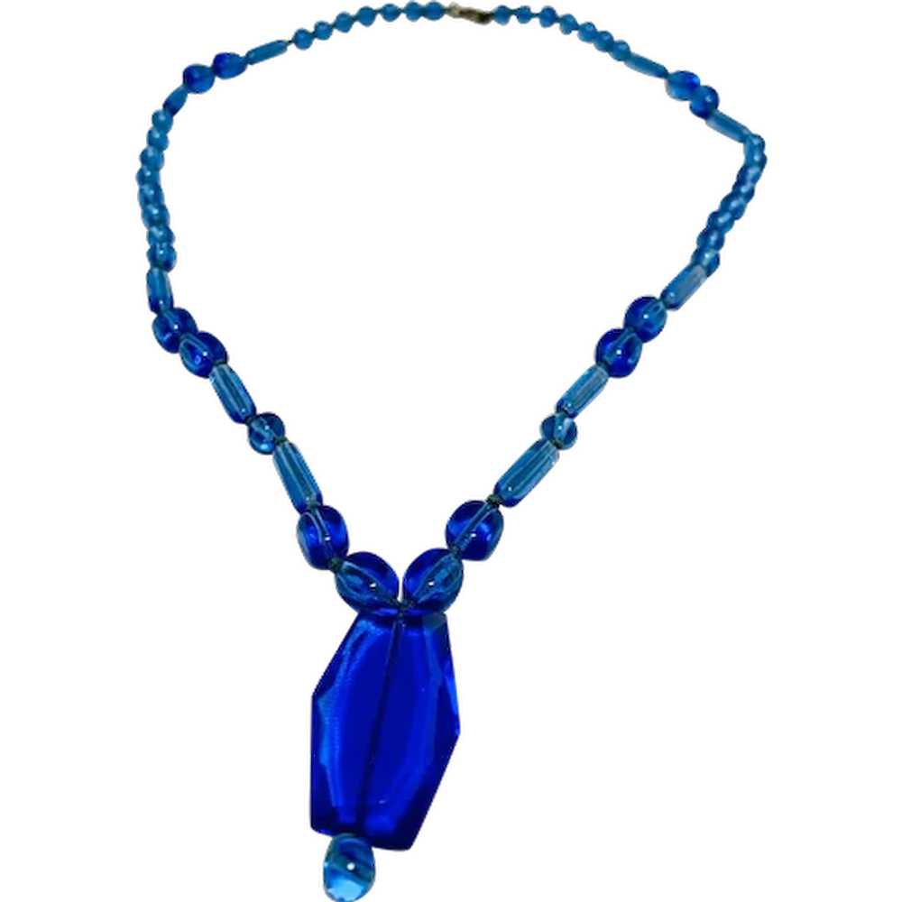 Nouveau Blue Glass Necklace - image 1