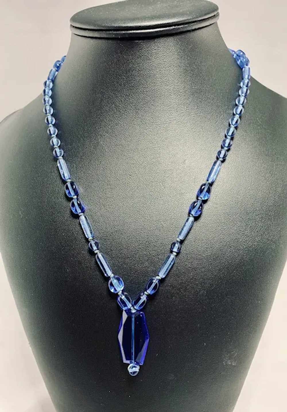 Nouveau Blue Glass Necklace - image 2