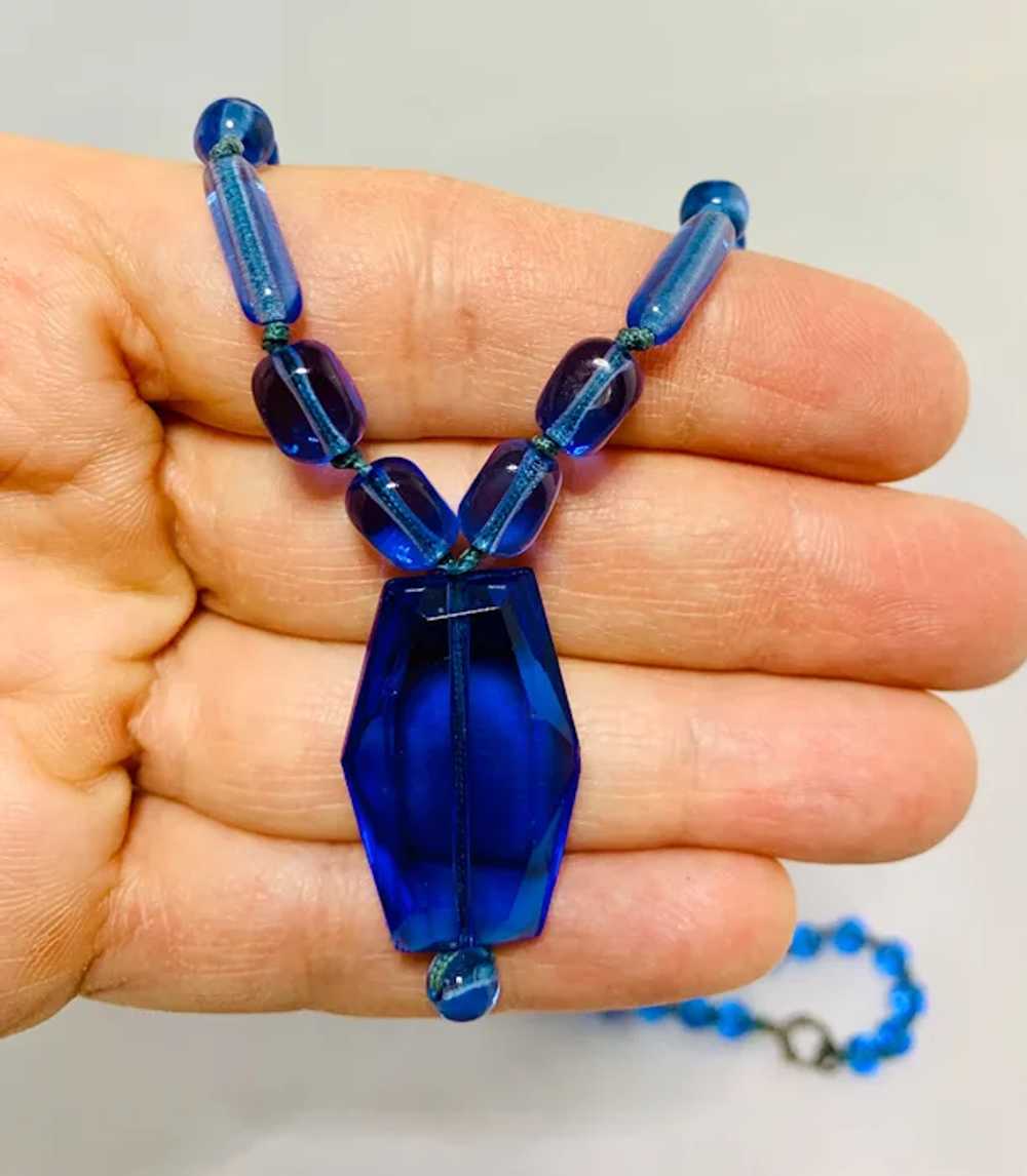 Nouveau Blue Glass Necklace - image 3