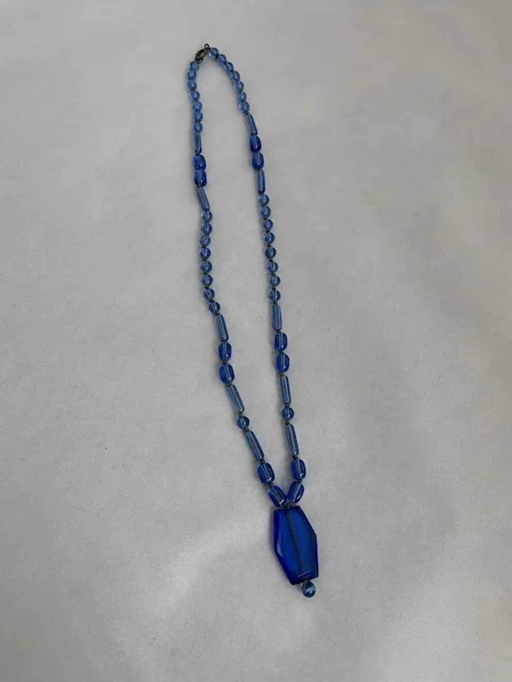 Nouveau Blue Glass Necklace - image 8