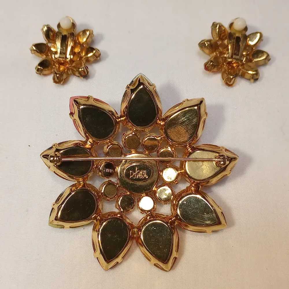 Joan Rivers flower pin earrings amber orange auro… - image 4