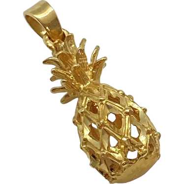 Pineapple Vintage Charm 14K Gold Three-Dimensional - image 1