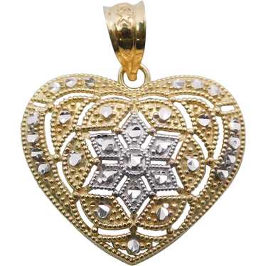 Filigree Star Heart Pendant 14K Gold