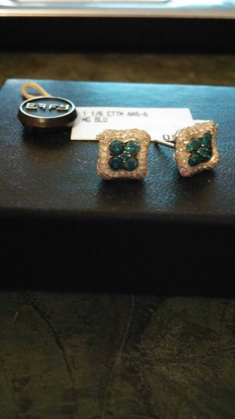 EFFY blue and white diamonds 1 1/6cttw earrings - image 1