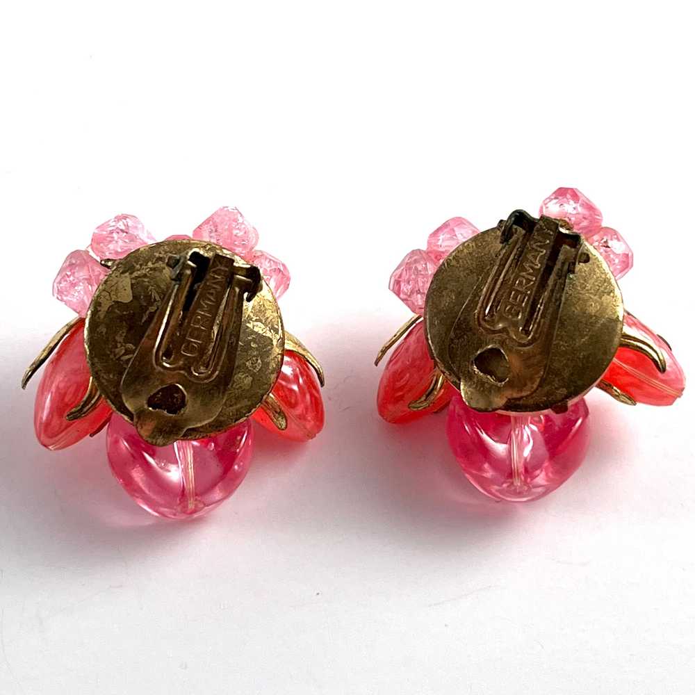 1960s German Pink Bead Earrings - image 3